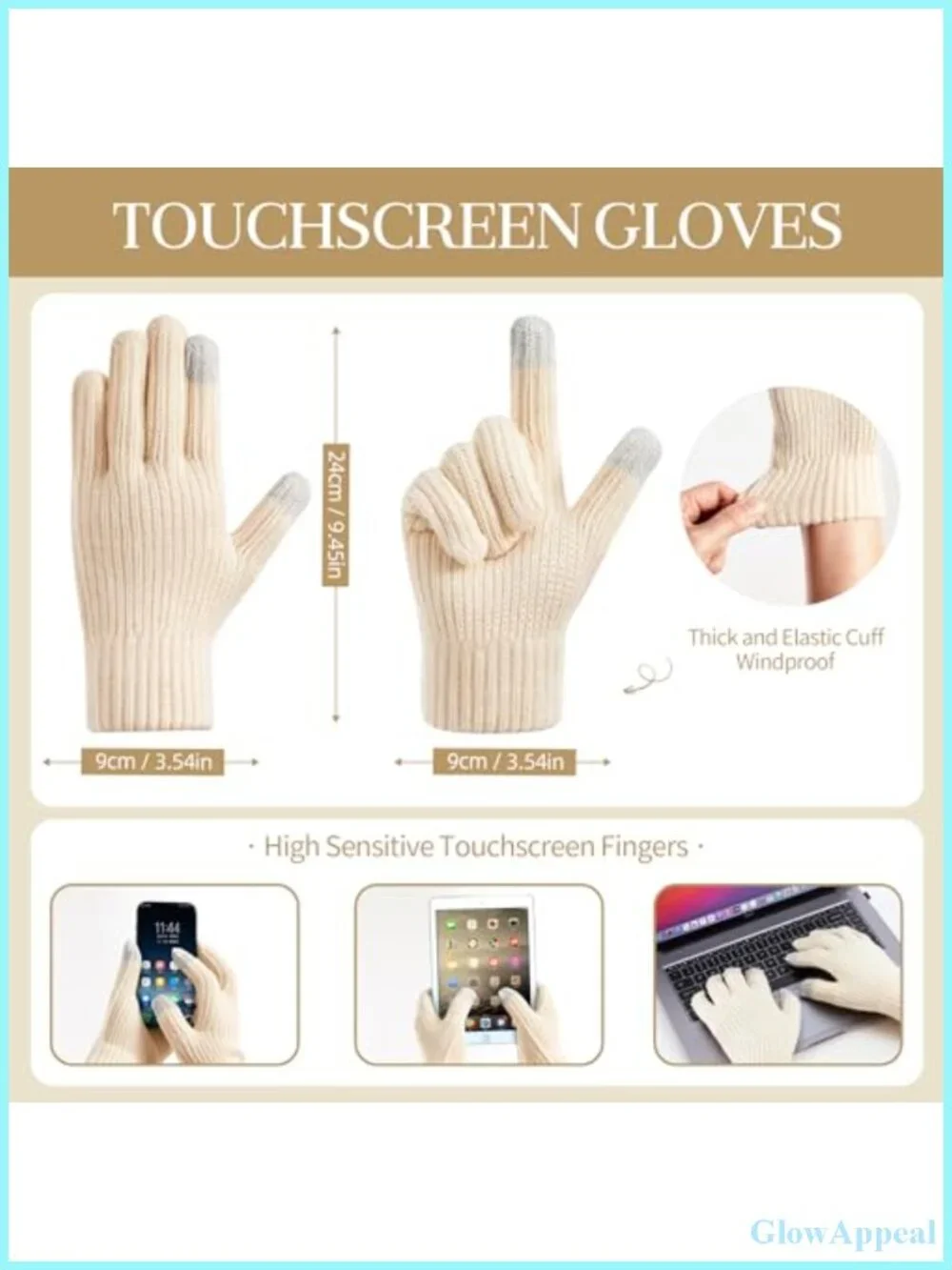 Womens Winter Hat Scarf Gloves Set - Acrylic Beanie with Touchscreen Gloves